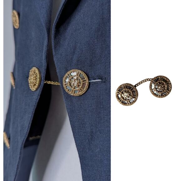 Chanel 2010 Cruise Collection double breasted blazer jacket CC gold buttons FR40 - Picture 8 of 13